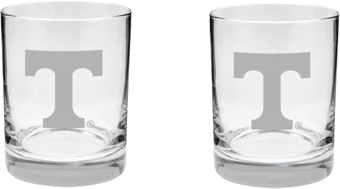 Tennessee Vols 2-Sided, Satin Finish, Rock (or Whiskey) Glass - Set of 2, 14 oz
