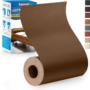 Leather Repair Patch Tape Kit, 3" x 80" Self Adhesive Leather Repair Patch for Furniture, Vinyl Kit for Car Seat, Chairs, Couch, Sofa, Boat Caramel Brown