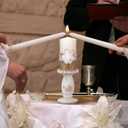 Zhehao 3 Pcs Unity Candles with Holder Set 6 in Pillar Two 10 in Taper Wedding Candles Rustic Wedding Accessories for Reception Ceremony Decorative Farmhouse Candle Holder Pillar for Formal Church