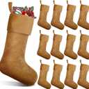 12 Pcs Velvet Christmas Stocking 18 Inch Bulk Rustic Soft Hanging Stockings Christmas Decoration for Xmas Holiday Family Party Tree Fireplace Classic Ornaments(Khaki)
