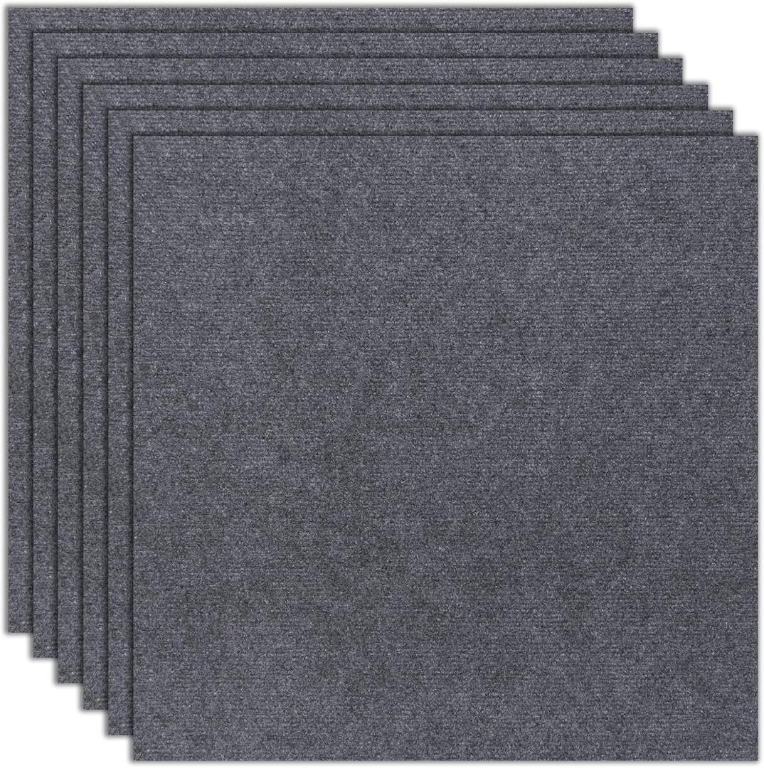 24" x 24" Carpet Tiles Peel and Stick, Non-Slip Squares Carpet Floor Tile, Easy DIY Install, Self Adhesive Carpet Squares for Kitchen Bedrooms Indoor Outdoor