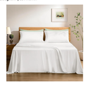 TOSMO Luxury Cooling Sheet Set - 100% Viscose from Bamboo, 4-Piece Bedding Set (King Size) - 18” Extra Deep Pockets, Oeko-Tex Certified, Silky Soft and Breathable, Classic White