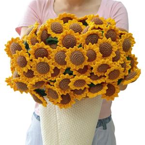 Crochet Sunflower Bouquet Blanket, Handmade Flower Blankets, 59 Inch Round Floral Knitted Gifts for Mother's Day, Birthday, Teacher, Friend, Home Decor, SofaFinished Product