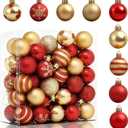 50PCS Christmas Balls 4cm / 1.6" Christmas Tree Hanging Ornaments Xmas Ball Decoration, Red and Gold Ornaments for Xmas Tree Wreath Garland