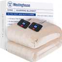 Westinghouse Electric Blanket King Size, Super Cozy Soft Flannel 100"" x 90"" Heated Blanket with 10 Fast Heating Levels & 1-12 Auto-Off, Machine Washable, ETL&FCC Certification, Beige