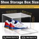2 Pack Plastic Shoe Storage Boxes Fit US Size 13, Clear Stackable Shoe Display Case with Magnetic Acrylic Door, Shoe Containers for Sneaker Storage, Hats, Figure, Collectible