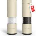 LARS NYSM Salt and Pepper Grinder Set 2 pieces I Salt Pepper Mill with Adjustable Ceramic Grinder I Design Spice Grinder Set Manual (Almond Beige)