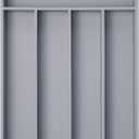 Bamboo Silverware Holder - Drawer Organizer with 5 Slots (Gray)