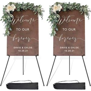 DANMO Easel Stand for Wedding Sign Poster 63'' Instant Display Easel for Floor Adjustable Metal Art Easel Black 2 Pack