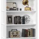 TVU 5-Tier Wooden Bookshelf, 65 Inch Tall Bookshelf with Storage, Floor Standing Modern Style Display Bookcase for Living Room, Office, Study Room, Entryway, White