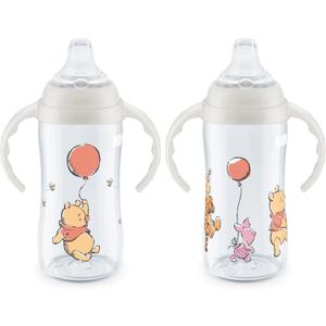 NUK Learner Cup, 10 Oz, Pack of 2, Pooh Bear Soft Spout, Easy-Grip Handles, BPA Free, Spill Proof Transition Sippy Cup