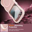 UEEBAI Magnetic for Samsung Galaxy Z Flip 5/Z Flip 6/7 FE Case, Compatible with MagSafe, Transparent Clear Wave Frame Design Soft Edge Cover Matte Shockproof Phone Case- Pink