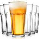 Yopay Set of 6 Drinking Glasses 16oz, Thick Tempered Water Glasses, Lead-Free Highball Pint Clear Iced Hot Tea Glassware for Juice, Beer, Cocktails Milkshake, Soda Tumbler