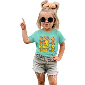 MODNTOGA Toddler Kids Girl Boy Kindergarten Shirt Lightning Graphic Pre-K T-Shirt First Day of School Print Summer Tee Tops (Green, 3 Years) (Green)