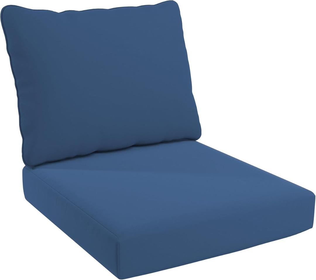 California Umbrella Outdoor Deep Seat, Patio Seat Cushion, 24 x 48 Inch, Premium Outdoor Densified Fiber, Fade Resistant, Sunbrella Fabric, Regatta