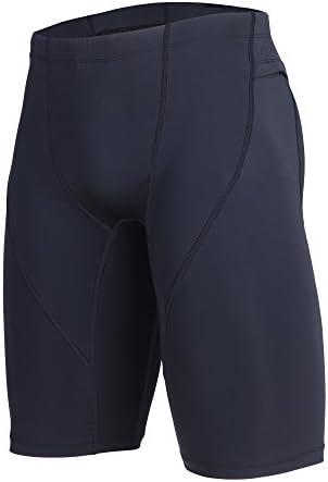 beroy Mens Compression Shorts Training Athletics Workout Tight Sports Base Layer with One Pocket Small