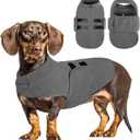 Queenmore Small Dog Sweaters, Soft Fleece Vest Pullover Dog Jacket with Leash Hole, Warm Winter Dogs Clothes Cold Weather Doggy Dachshund Sweater for Small Doggy Cats Boy or Girl (Grey, S)