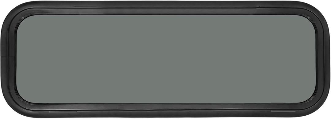 Fixed RV Window, 33" W x 10" H Tinted Window Replacement for RV Camper Caravan Motorhome with Trim Ring, Suitable for 7/8" or 1-1/4" and Slightly Thicker Up to 1/16" Walls, DOT Approved