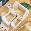 Cregugua Set of 3 Unfinished Wooden Carrier Nesting Wood Craft Box with Handle for Storage