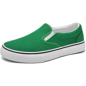 Unisex Classic Slip On Sneakers,Low-Top Casual Canvas Shoes for Woman Comfortable Flats Breathable (Green)