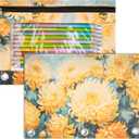 2 x IKAYAS Flower Pencil Pouch for 3 Ring Binder bulk Binder Pencil Pouch with Zipper, Pencil Pouches Pencil Bags for Classroom Pencil Box Pencil Case for Storing School Students Teacher Supplies 2 Pack