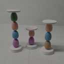 3 Pack Colorful Easter Egg Candle Holders for Pillar Candles 6" 8" 10" Wood Pillar Candle Holder Centerpiece Pastel Eggs Candlestick Holder for Fireplace Home Easter Spring Table Decoration