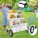 PROLEE Flower Stand, Flower Display Stand with Large Wheels, Flower Cart with 12 Buckets, Flower Cart for Wedding and Parties, White