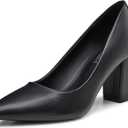 Heel The World Women's High Chunky Block Closed Toe Heels,Slip On Pointed Toe Work Dress Office Wedding Party Pumps Shoes (8)