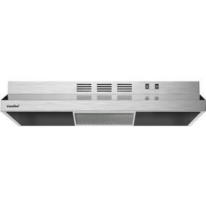 COMFEE' CVU30W2AST Range Hood 30 Inch Ducted Ductless Vent Hood Durable Stainless Steel Kitchen Hood for Under Cabinet with 2 Reusable Filter, 200 CFM, 2 Speed Exhaust Fan Silver