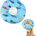 Cat Cone Collar Soft Cute Adjustable Cat Donut Recovery Collar Elizabethan Cats Cones to Stop Licking Comfortable Anti-Bite Neck Cone for Pet Kittens After Surgery, Size: M