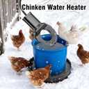 500W Chicken Water Heater with Thermostat,Cast Aluminum Submersible Bird Bath De-Icer for Plastic/Metal Poultry,Power Cord 9.8 Ft,Black