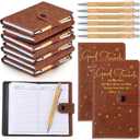 24 Pcs 12 Pcs Friendsgiving Christmas Gift Bulk White Elephant Gift Party Favors, Friends A6 Leather Journal Notebook with Pens Appreciation for Employee Coworker Friends (Brown)