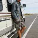 Camo Cargo Shorts for Men Cotton Casual Outdoor Work Relaxed Fit Shorts with Multi-Pockets (Green) 38