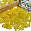 Yellow Cracked Ice Glass Mosaic Tiles for Crafts Bulk, 3.5oz Value Pack Stained Glass Pieces, Mosaic Making Supplies for Stained Glass Projects