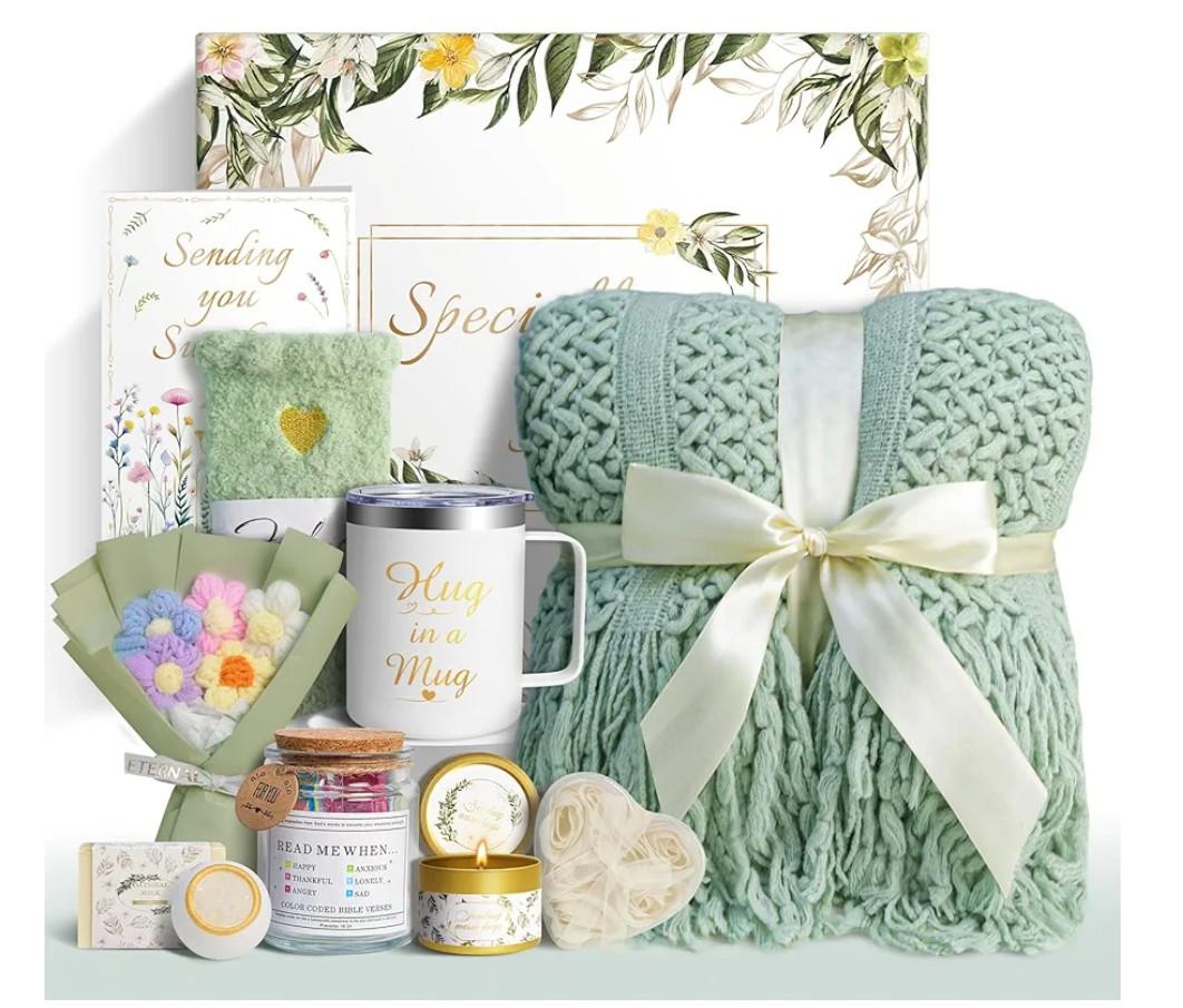 Gifts for Women, Get Well Soon Gifts Baskets for Women Self Care Gifts, Spa Care Package After Surgery Thinking of You Sympathy Gift,Gift for Sick Friends Mom w/Blanket