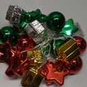 LED Christmas String Lights, 19.7ft Decorative Holiday Lights with Red Green Gold Ornaments, Star Ball Present Shapes for Tree (Battery)