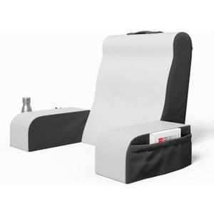 Klbs Wedge Reading Cushion, Back Pillow for Bed Sitting Up, Cushion with Arms for TV Book Gaming Dorm Rooms, Backrest (Grey/White, Standard)