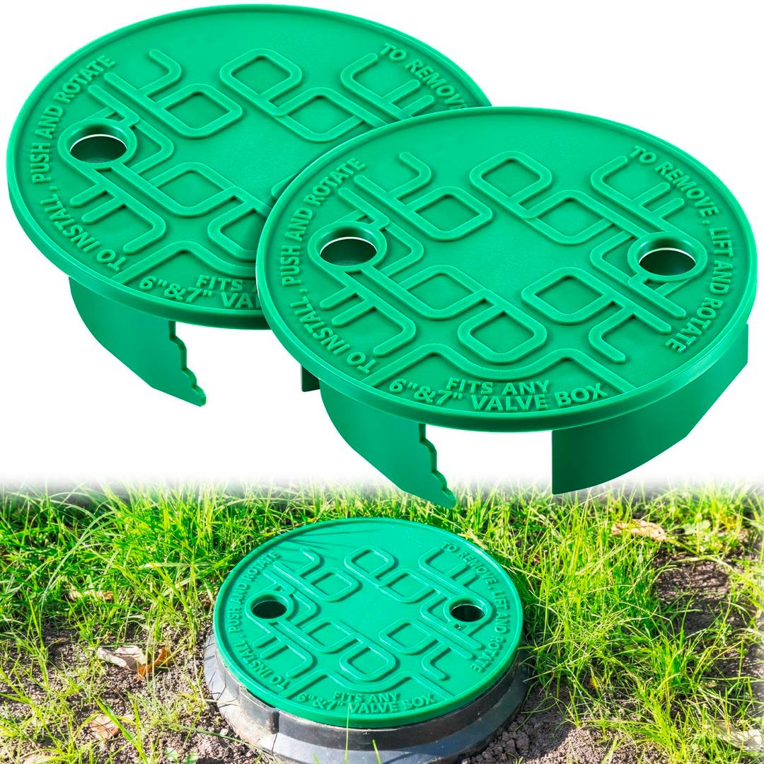 Glooglitter 2 Pcs Sprinkler Valve Round Box Lid Covers ID 5.4 Inch Od 6.5 Inch Universal Irrigation Valve Box Cover for Outdoor Lawn Yard Automatic Sprinkler Irrigation Control Water System (Green)