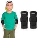 Kids/Youth Knee Pads, Elbow Pads Compression Support Sleeve with Thickened Pads Knee Elbow Protective Gear Sports Knee Elbow Protector for Basketball, Wrestling Football Volleyball Snowboarding (YS (arm circumference: 6.69-7.48''))