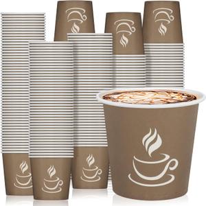 4 oz Paper Coffee Cups - 500 Pack Paper Espresso Cups, Disposable Coffee Cup, Small Paper Cup for Hot or Cold Beverage, Espresso, Cappuccino for Party, Picnic, Home, Office and Business (Brown)