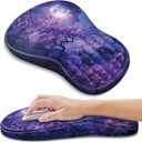 YIWEI Ergonomic Mouse Pad with Wrist Rest - Comfortable Office Mousepad with Memory Foam Wrist Support for Carpal Tunnel Relief, Mouse Pads with Non-Slip Base for Gaming and Home (Moonlit Night)