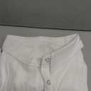 Jyanl Womens Button Down Shirts Cotton Summer Tops V Neck Short Sleeve Shirt Collared Blouse Casual Linen Textured Plain Tshirt Work Tops White, Size: L