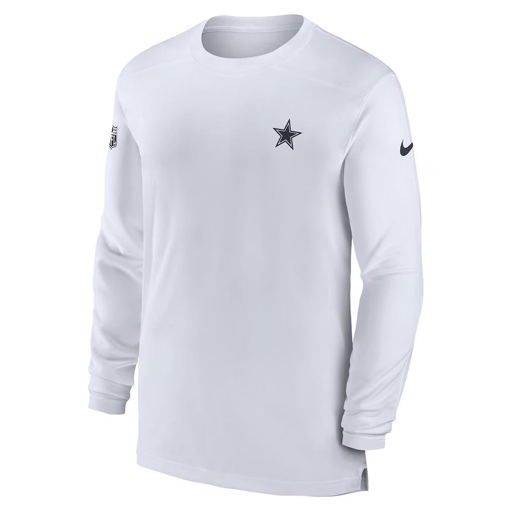 Dallas Cowboys White Long Sleeve Coaches T-Shirt, Small