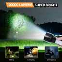 Queena 2 Pack LED Rechargeable Flashlight - 100000 Lumens Super Bright Solar Flashlights, Compact & Waterproof Flash Light for Home, Camping,Hiking, Emergencies, Adventures