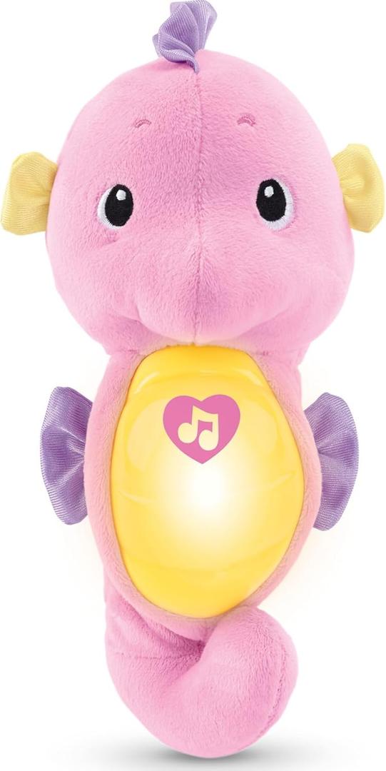 Fisher-Price Musical Baby Toy, Soothe & Glow Seahorse, Pink Plush Sound Machine with Lights & Volume Control for Newborns
