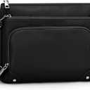 Anti-Theft Crossbody Purse for Women, Crossbody Shoulder Bag with Built-in Wallet & RFID Blocking for Travel Workout (Black)