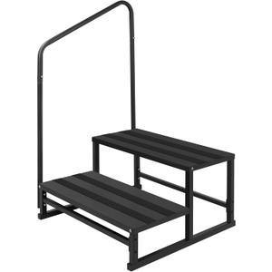 RV Steps with Handrail for Both Sides, 2 Step Stool with Handle for Elderly w/Wide Platform & Anti-Slip Mats, Portable Stairs for Hot Tub/Camper/Mobile Home/Porch/SPA Pool/Pet Stairs (2 Steps)