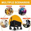 Collapsible Wagon Cart with Wheels, Heavy Duty Foldable Wagon Cart with 230lbs Weight Capacity, Utility Beach Wagons Portable for Outdoor, Grocery, Camping, Shopping, Black