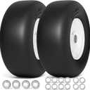 13x5.00-6 Flat Free Lawn Mower Tire, 13x5-6 Zero Turn Mower Front Tires, 13x5x6 Solid Mower Wheel for Residential and Commercial, 3/4" and Extra 5/8" Bearing, 3.25"-5.9" Center Hub, 2Pack White
