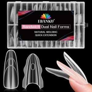 240 PCS Sandwich Nail Dual Forms, EBANKU Nail Extension Forms Kit for Beginner & Professional, 15 Sizes Oval Dual Form for Polygel and Builder Gel, Salon and Home DIY Nail Art Tools